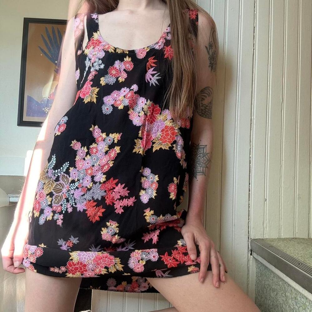 Vintage Glassons Y2K Shift Floral Mini Dress 8 LBD